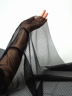 Сетка в полоску для белья черная малоэластичная метражом