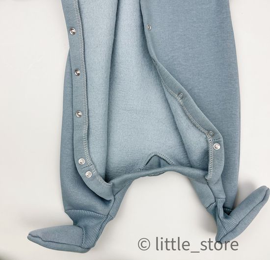 Комбинезон из футера с начесом "Смайлики" Пепельный, с закрытыми ножками