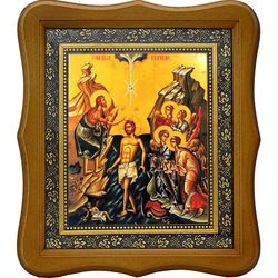 Крещение Господне (Богоявление). Икона на холсте.