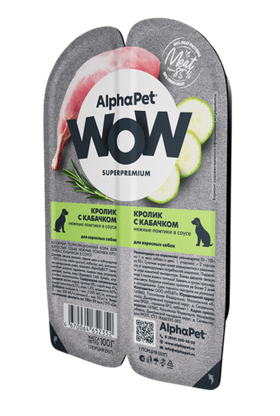 AlphaPet WOW для собак кролик и кабачок ломтики в соусе 100гр.