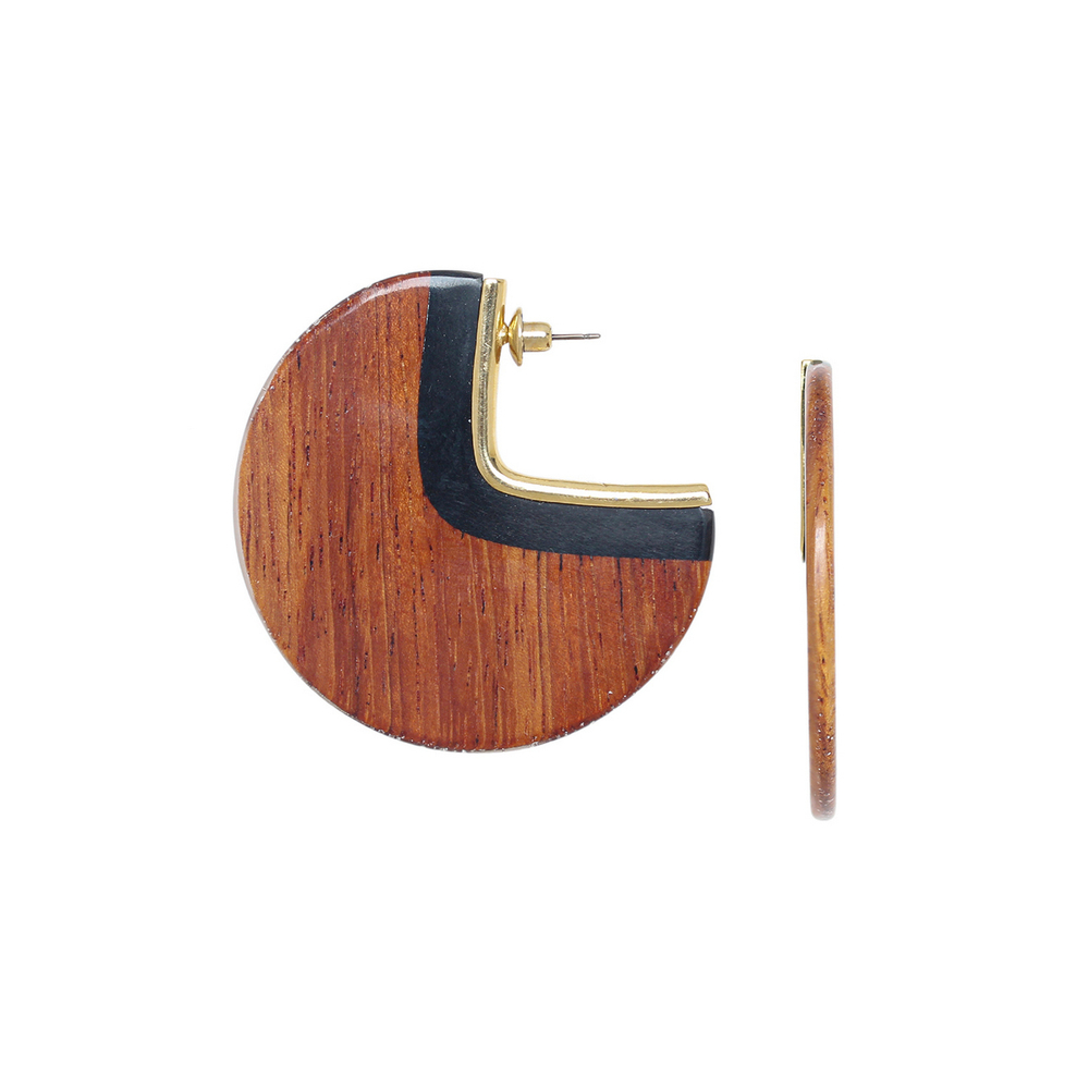 Серьги Nature Bijoux, Cannelle, с рогом и деревом байонг, NB26.1-12-90614 (коричневый)