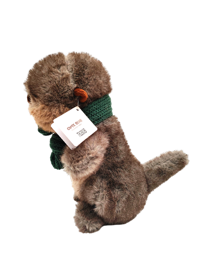 Мягкая игрушка Выдра сидячая с шарфом 25см