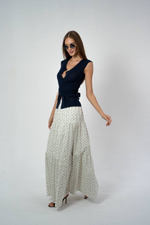 Юбка из хлопка ярусная в мелкий цветочек в макси длине