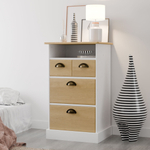 Комод деревянный Тэа 51х38х84 см с ящиками и полкой Тэа из массива сосны, 4 ящика / белый, бейц