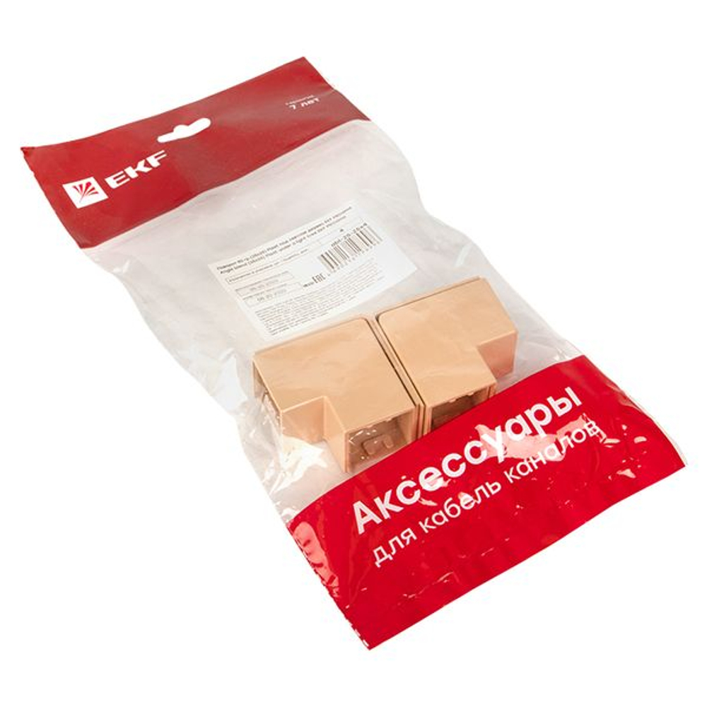 Поворот 90 гр. (25x25) (4 шт) светлое дерево EKF-Plast