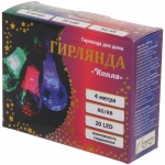 Гирлянда для дома 4,0 м 20 ламп LED с насадками КАПЛЯ, прозрач.пров., авторежим.,IP-20 RG/RB (возможность соединения)