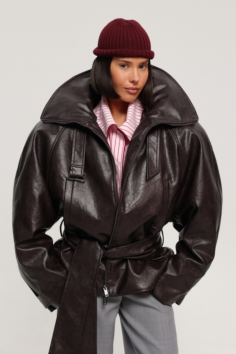 Куртка реглан из экокожи