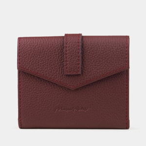Кожаный кошелек женский, теленок бордового цвета