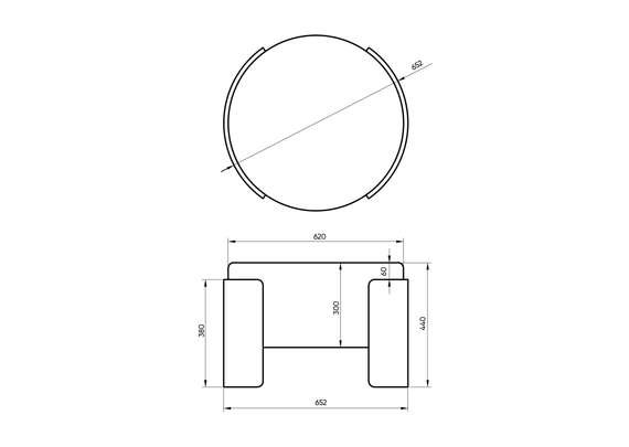 Банкетка Lagom D 62 см (молочный, орех)
