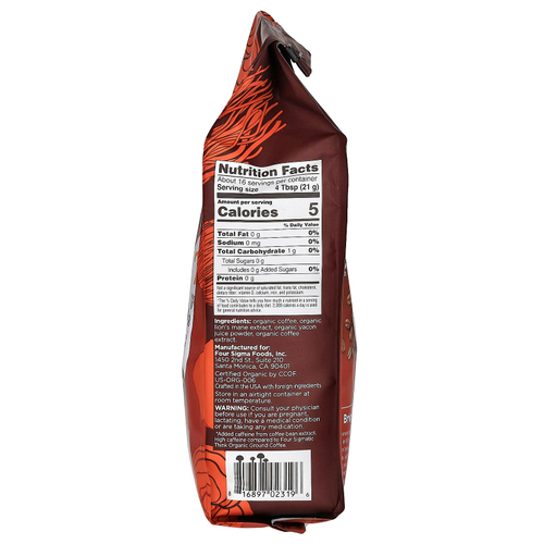 Four Sigmatic, Think, органический кофе с высоким содержанием кофеина, грибом ежовиком гребенчатым и яконом, молотый, темная обжарка, 340 г (12 унций)