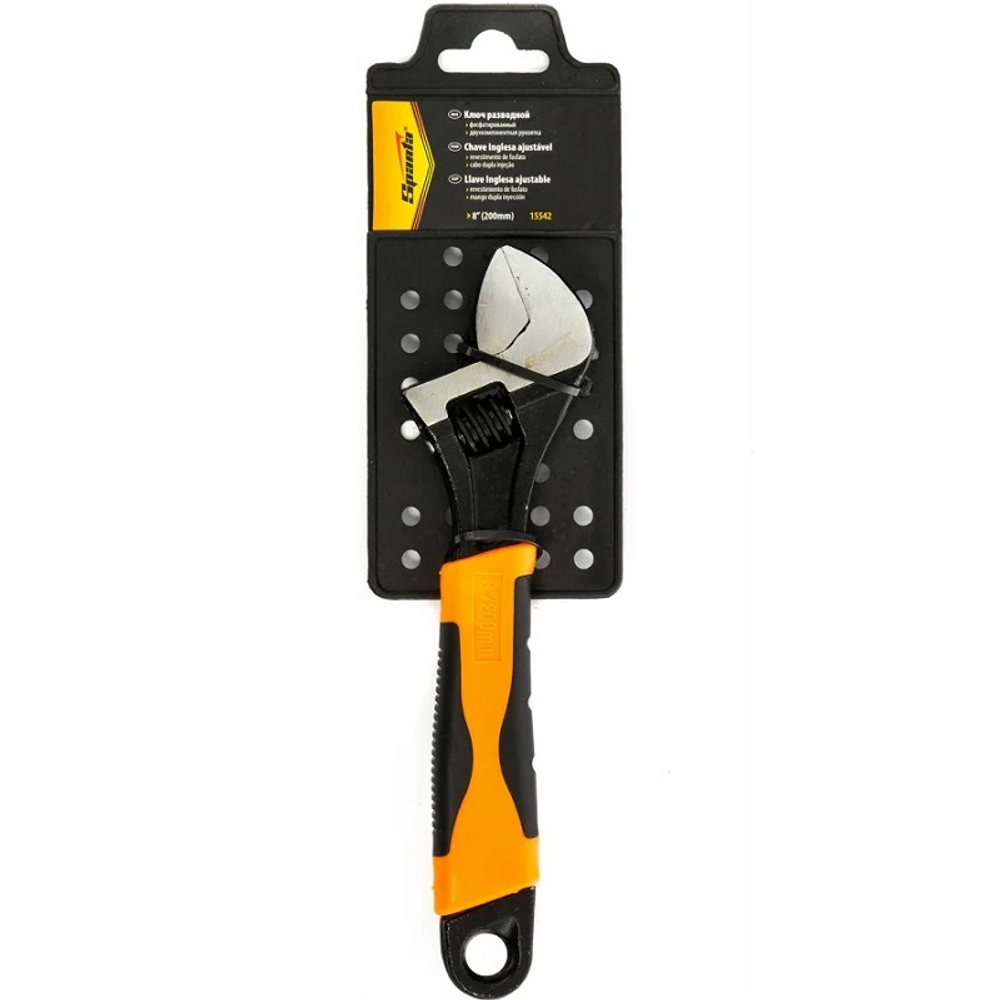 Ключ разводной 200 мм двухкомпонентная рукоятка Sparta