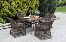 "Айриш" обеденная группа плетеная на 4 персоны, цвет коричневый