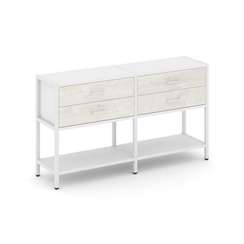 Shelf System Двухсекционный стеллаж двухярусный с ящиками SN.STM-222 Белый/Дуб Наварра/Металл Белый