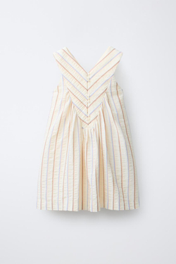 ZARA ПЛАТЬЕ В ПОЛОСКУ, ЭКРЮ/СИНИЙ