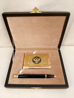 Набор "Гербовый" №20 визитница (Златоуст), ручка