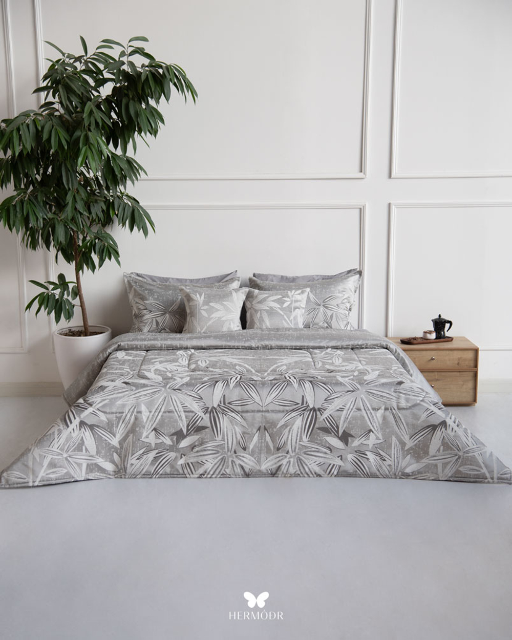 Комплект постельного белья двуспальный Konar Nescafe Gray Hermodr 8 предметов 130220325 Иран