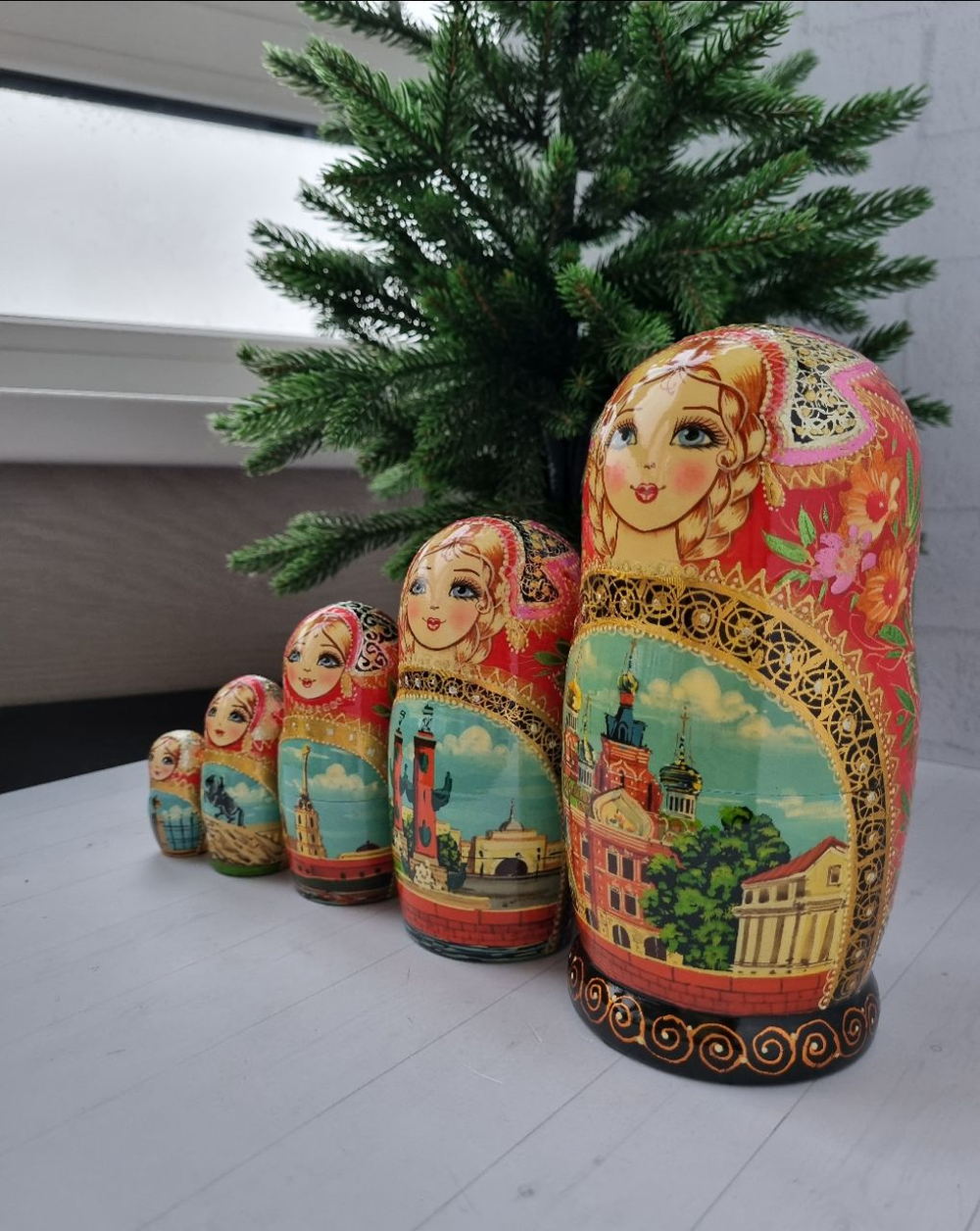 Матрешка "Виды города" 5 мест