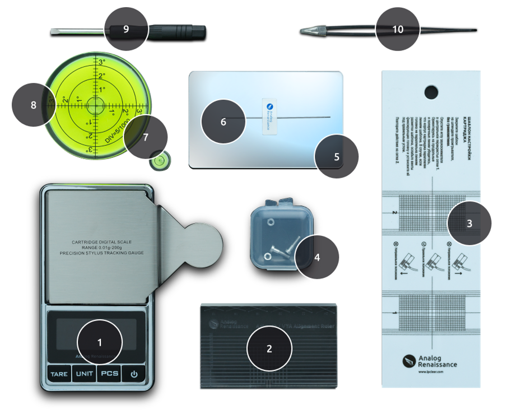 Набор для настройки проигрывателя
Tonearm Pro-Tuning Box