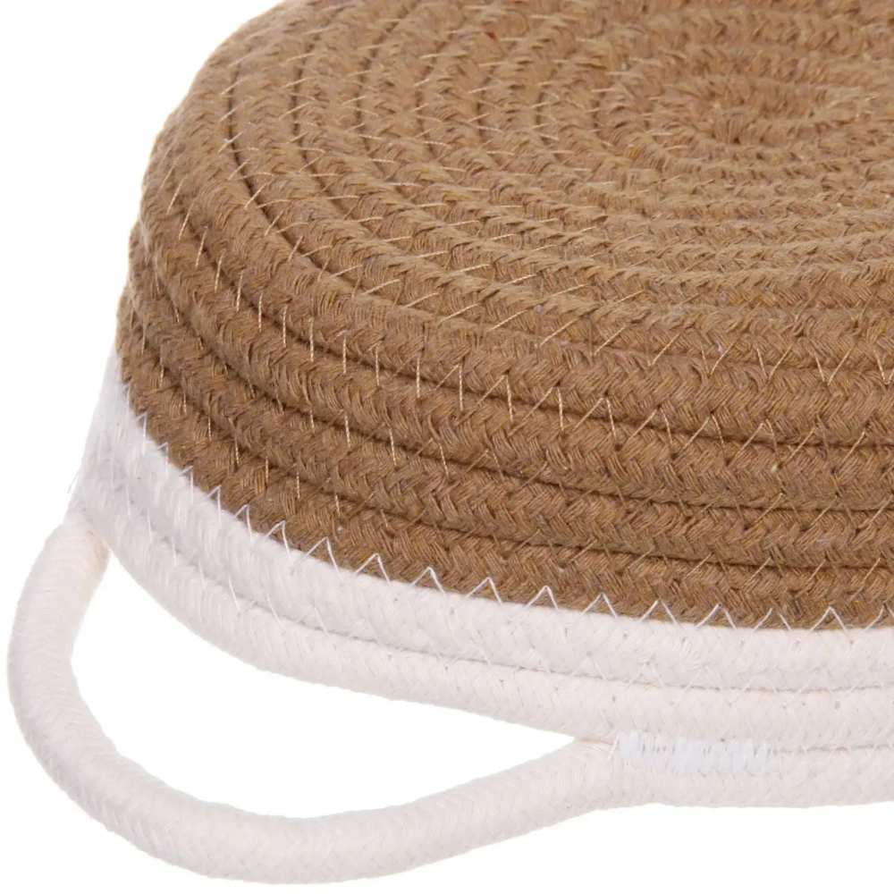 Корзинка плетёная интерьерная с ручками «ТРЕГОРИЯ», цвет бежевый/белый, 19*5см, (лейбл селфи)