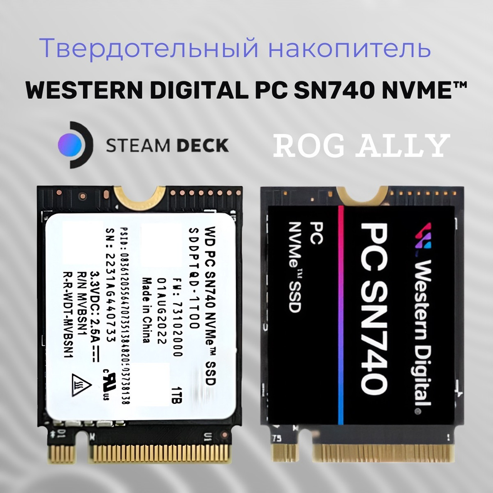 SSD-диск 1 ТБ SSD Western Digital SN740 2230 PCIe 4.0 NVME для Steam Deck, Asus rog Ally, Surface laptop