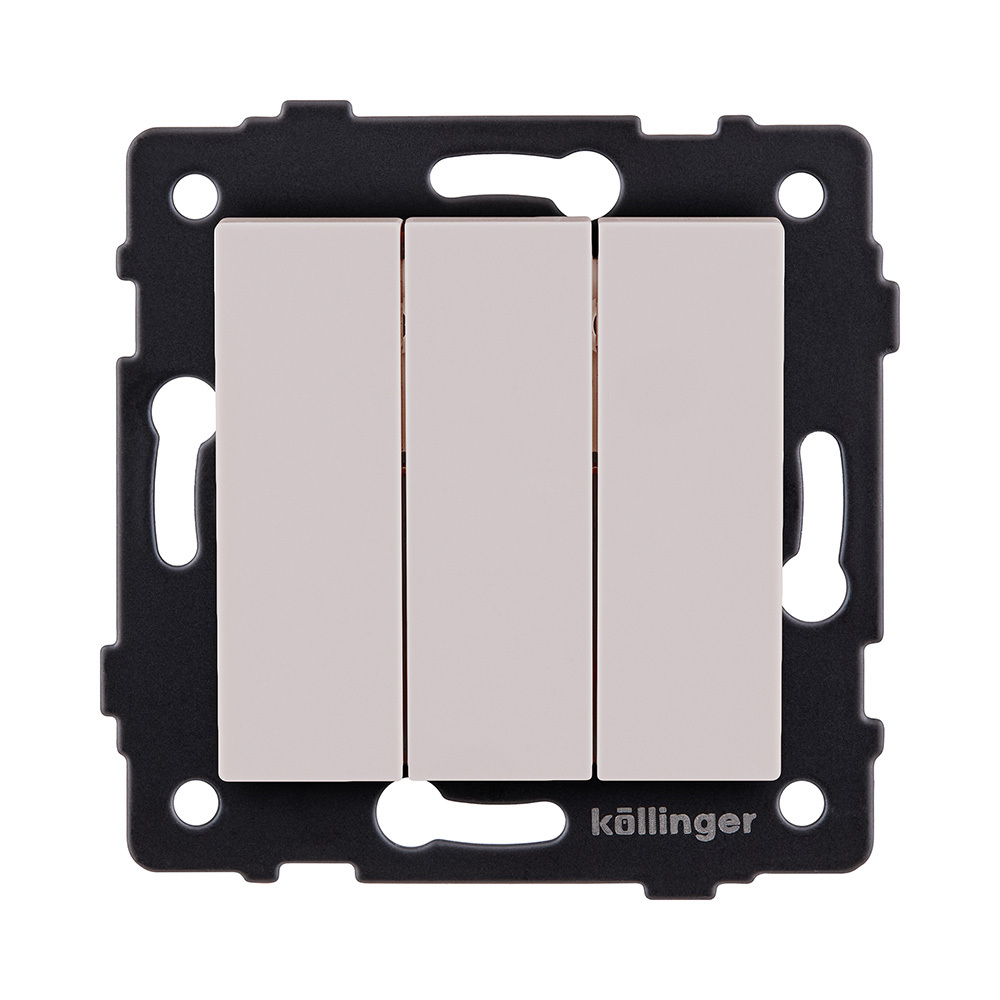 Выключатель 3-клавишный 10А/250В, кашемир матовый Kollinger REA-S-012CM для Aspekt, Eleganz, Reflex