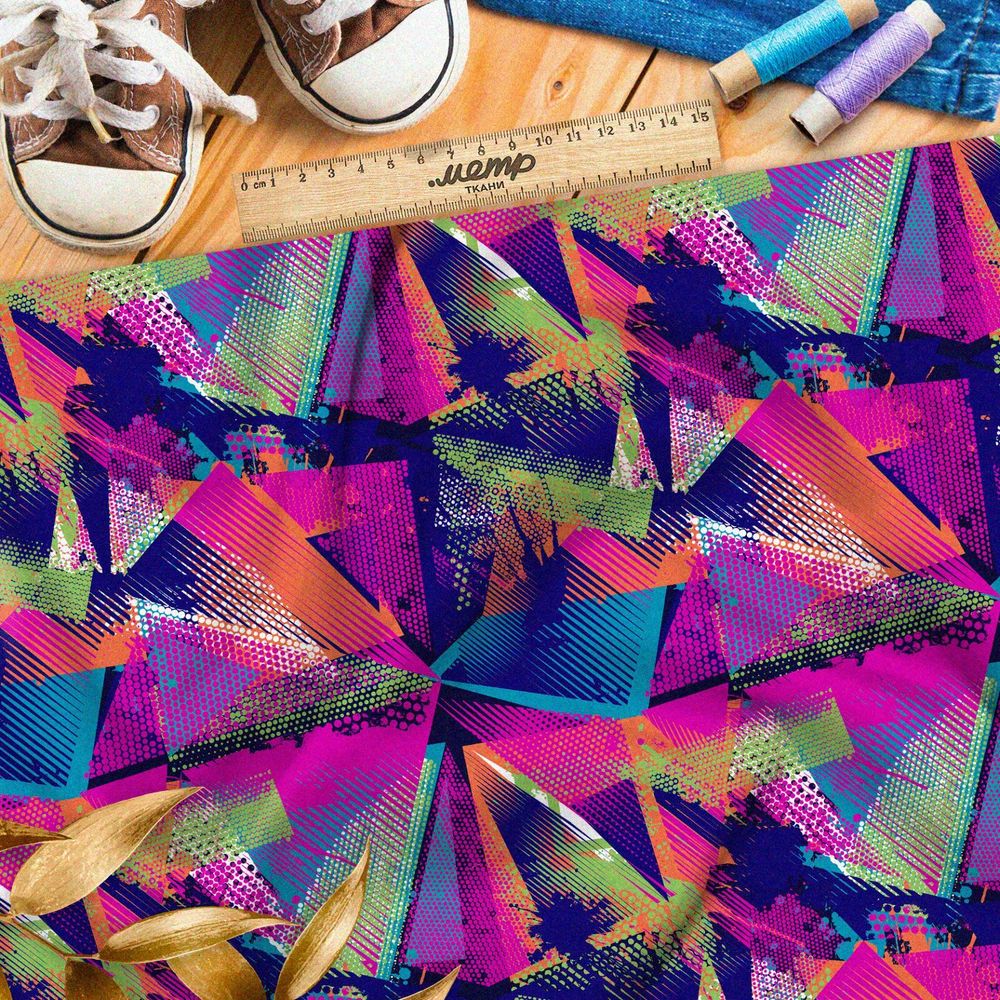 Ткань флис цветной свет в разбитом стекле