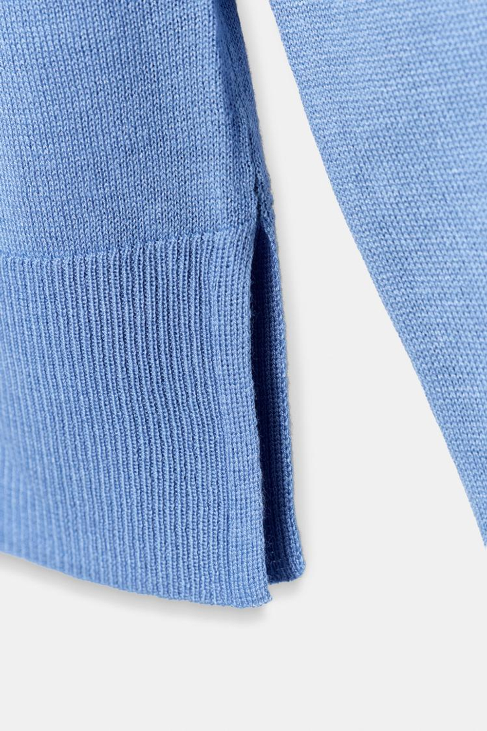 ZARA БАЗОВЫЙ СВИТЕР ИЗ ТОНКОГО ТРИКОТАЖА, СИНИЙ МЕЛАНЖ