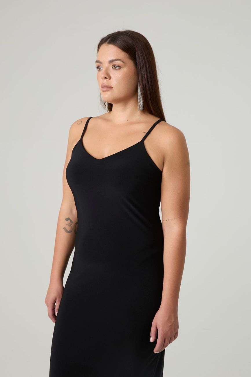 Платье-комбинация из трикотажа, черный