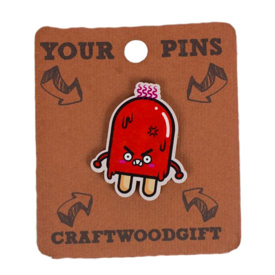 Деревянный значок. Вишневое Эскимо