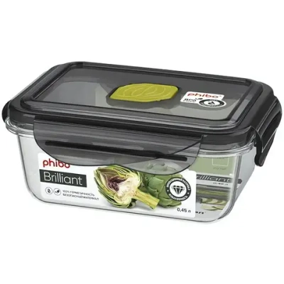 Контейнер для продуктов с клапаном 0,45л прямоугольный «BRILLIANT» черный