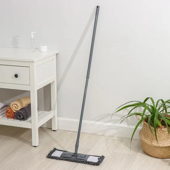 Швабра для мытья пола плоская Доляна, насадка микрофибра букли 42×12 см, телескопическая ручка 70-120 см, цвет МИКС