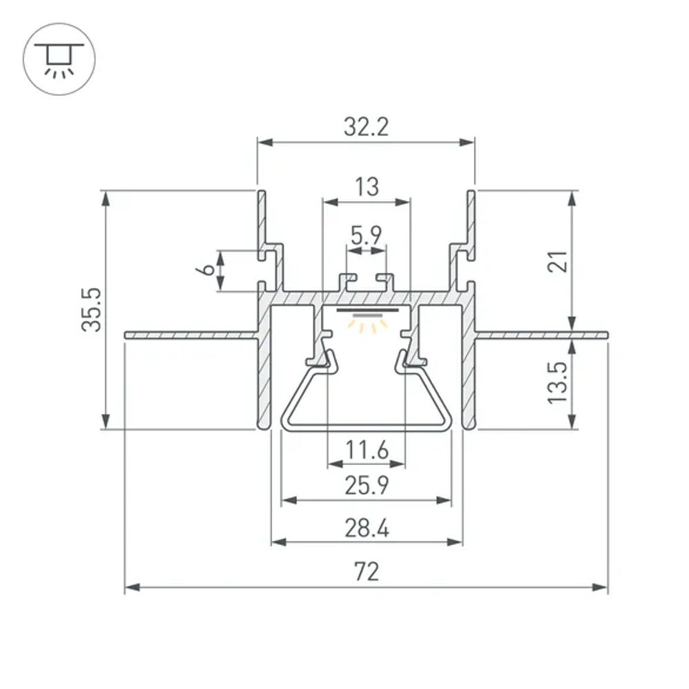 Профиль с экраном STRETCH-CEIL-CENTER-S-1000 (Arlight, Алюминий) 044273