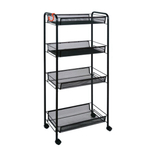 Этажерка "Ладья 24 К" 4 полки на колесиках черный