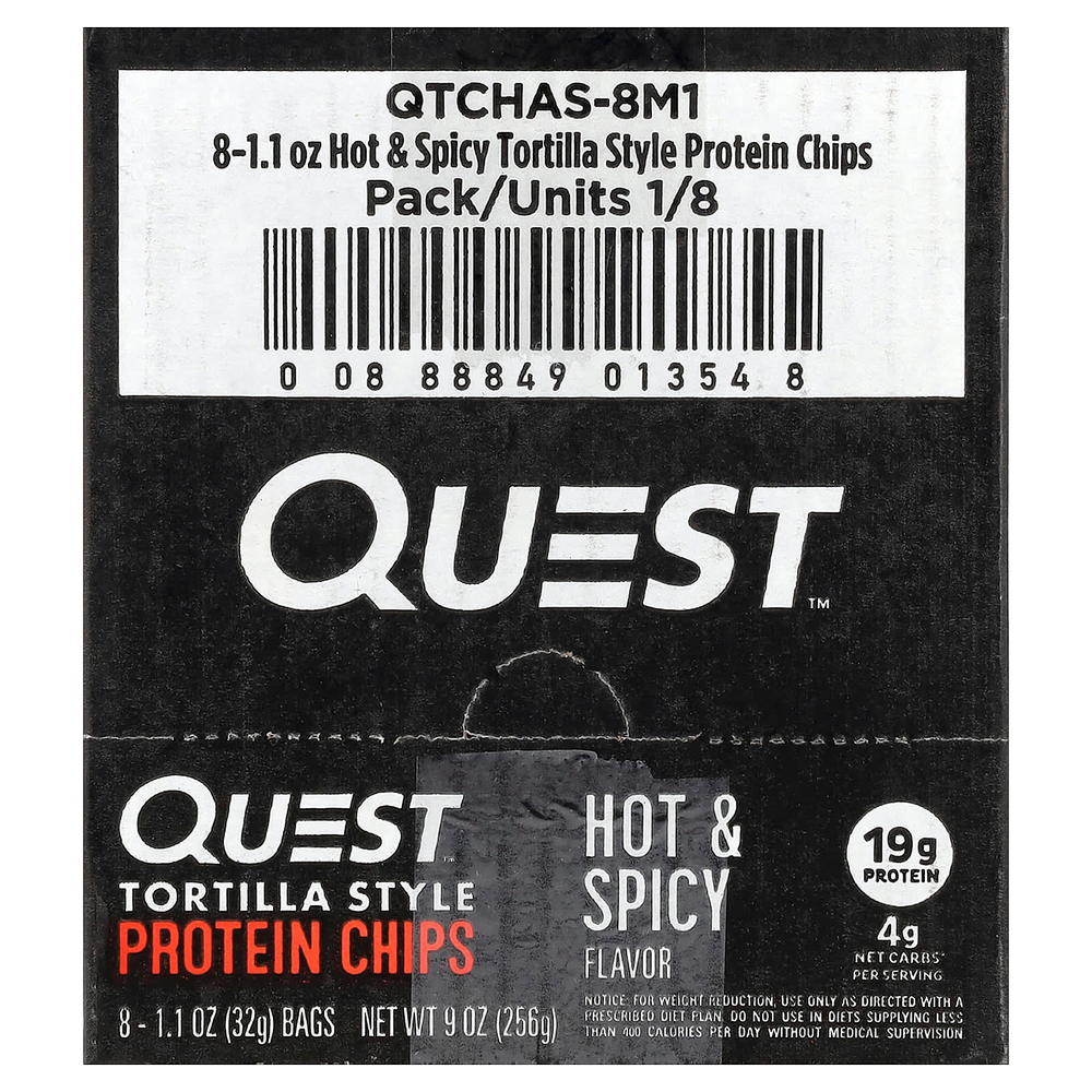 Quest Nutrition, Протеиновые чипсы по типу тортильи, острые и пряные, 8 пакетиков по 32 г (1,1 унции)