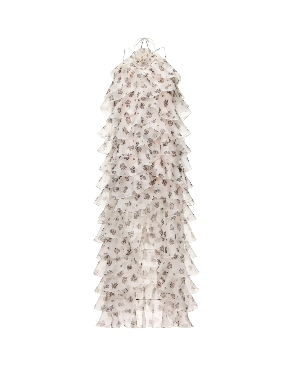 Dakota maxi, платье макси из молочной органзы со средним цветочным принтом