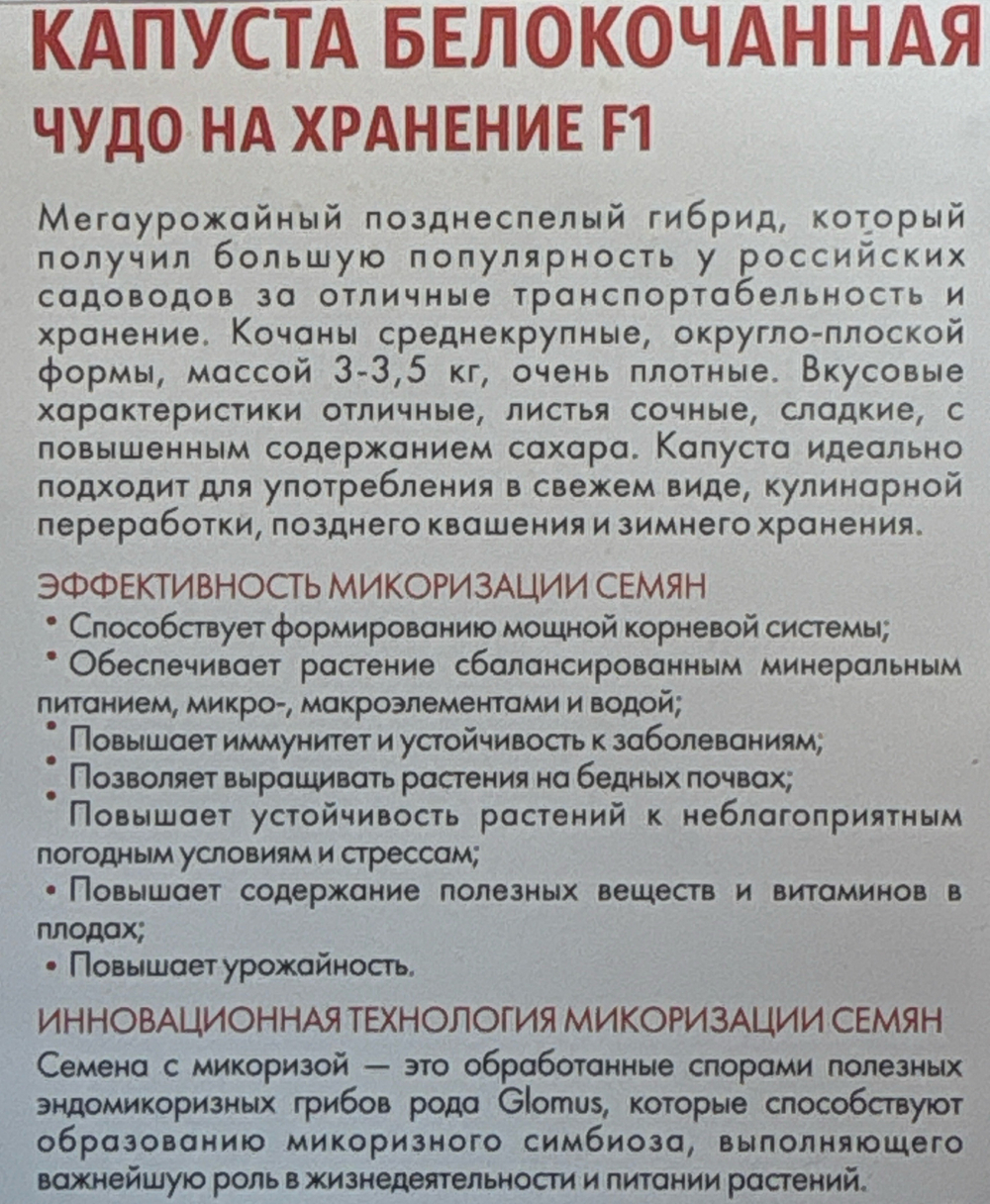 Капуста Чудо на хранение (симбиоз) СМК37