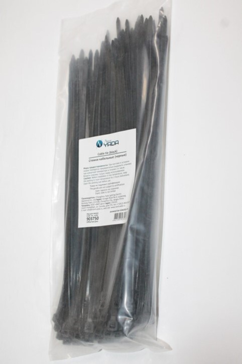 Хомут-стяжка 4.8*250 мм черная (в 1 уп. 100 шт!) (Nord Yada)