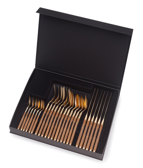 Набор столовых приборов на 6 персон 24 предметов Herdmar Nohc Mat Gold Plated 19