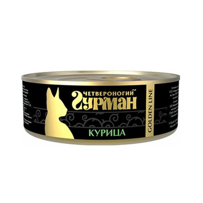 Четвероногий гурман консервы для кошек golden line курица натуральная в желе, 100г