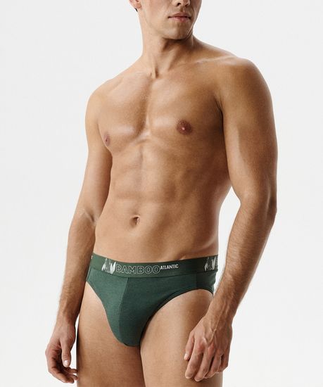 Мужские трусы (3шт) слипы спорт Atlantic 3MP-213, бамбук, зеленый + черный + сине-зеленый