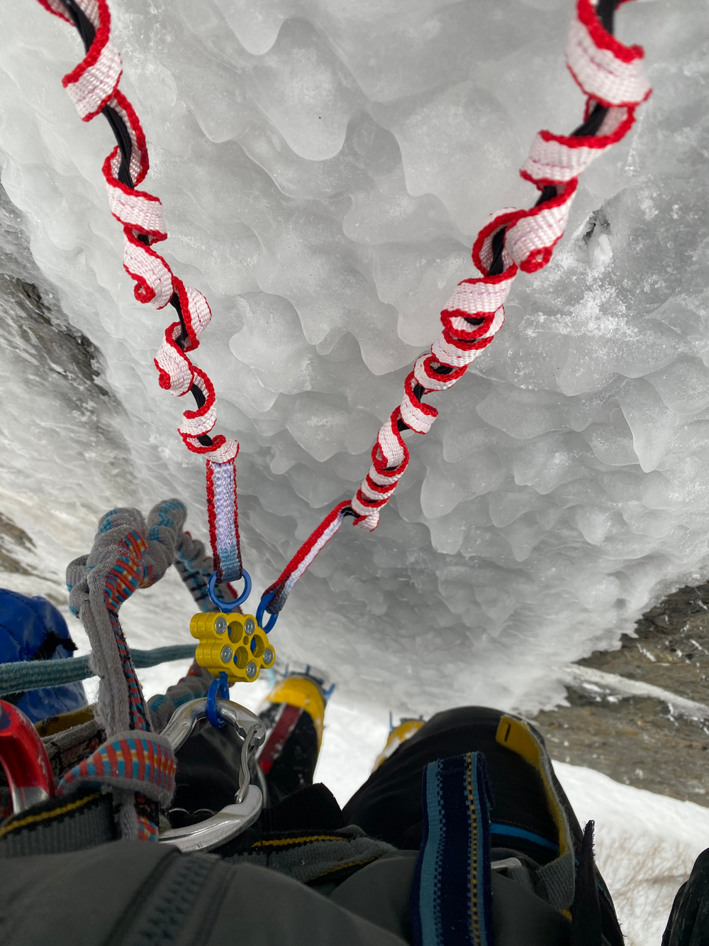 Вертлюг тройной разборный, самостраховка 2шт. Dyneema 12mm, L-100 / Al / t-50 / 10kN / W-110g