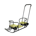 Санки "Погодки УНИВЕРСАЛ" с механизм. выдв. колес. шасси,черная рама, желтые (ПУСО0-1)