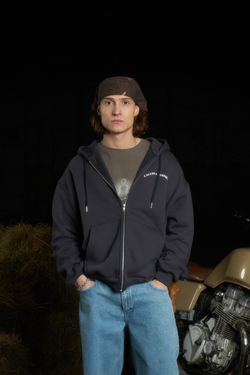 Худи Called a Garment Stamp Heavy Cotton Zip Hoodie "Charcoal Blue"