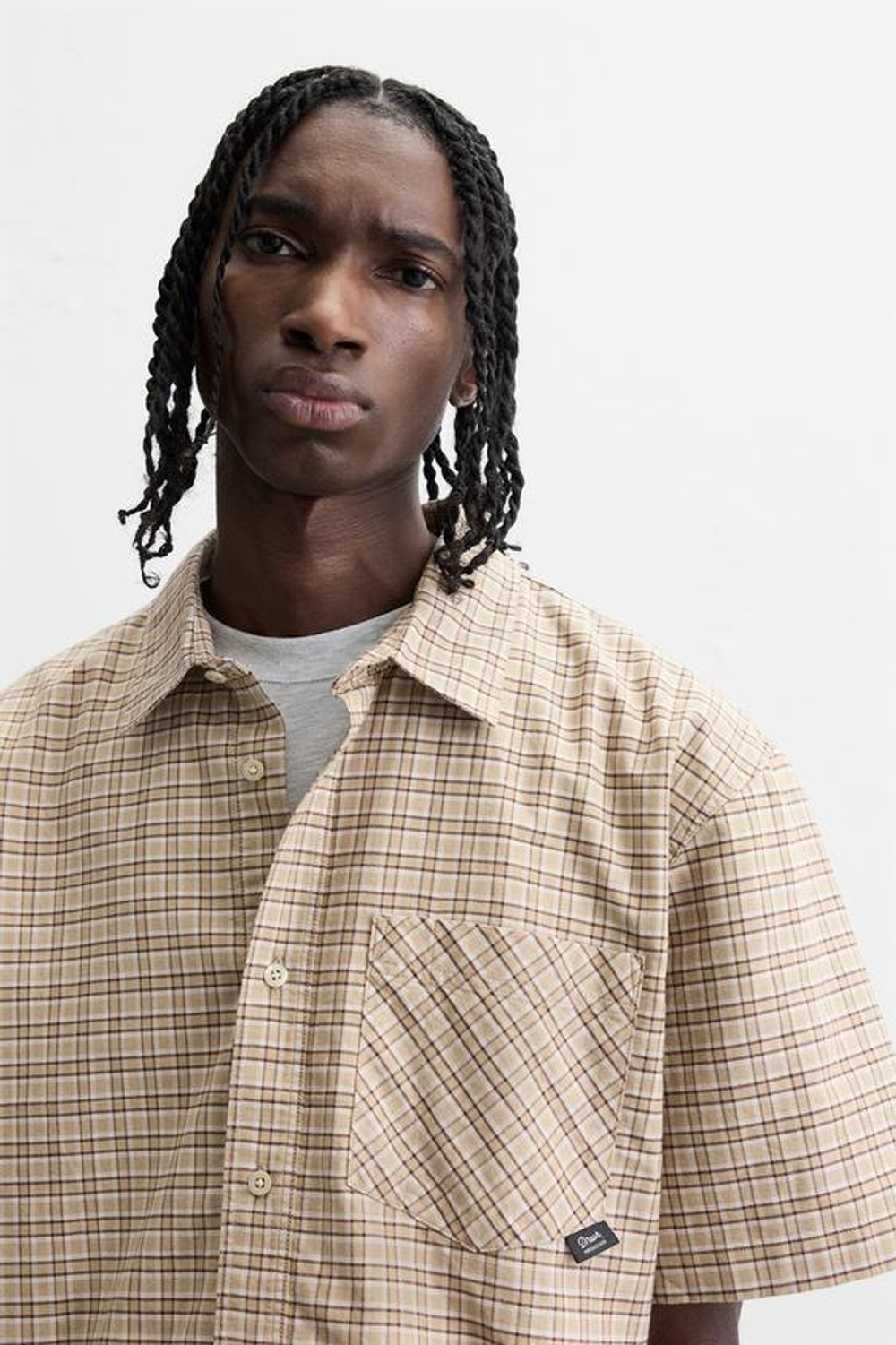 ZARA РУБАШКА В КЛЕТКУ, РЫЖЕВАТО-КОРИЧНЕВЫЙ