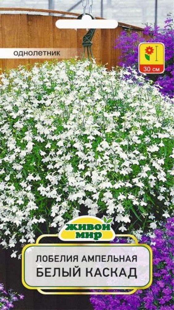 Лобелия ампельная "ЖМ. Бeлый кacкaд" 0,1г., Польша.