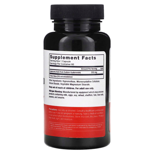 Force Factor, гиалуроновая кислота, 200 мг, 60 вегетарианских капсул