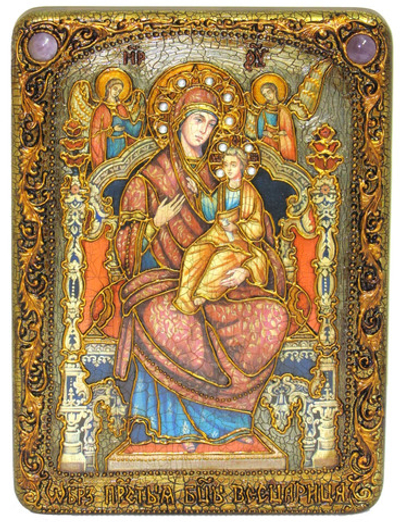 Икона Божией Матери "Всецарица (Пантанасса)" 29х21см на натуральном дереве в подарочной коробке