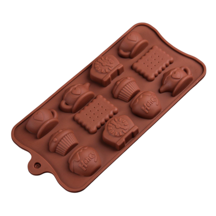 Форма силиконовая для шоколада "Чаепитие" 12 ячеек