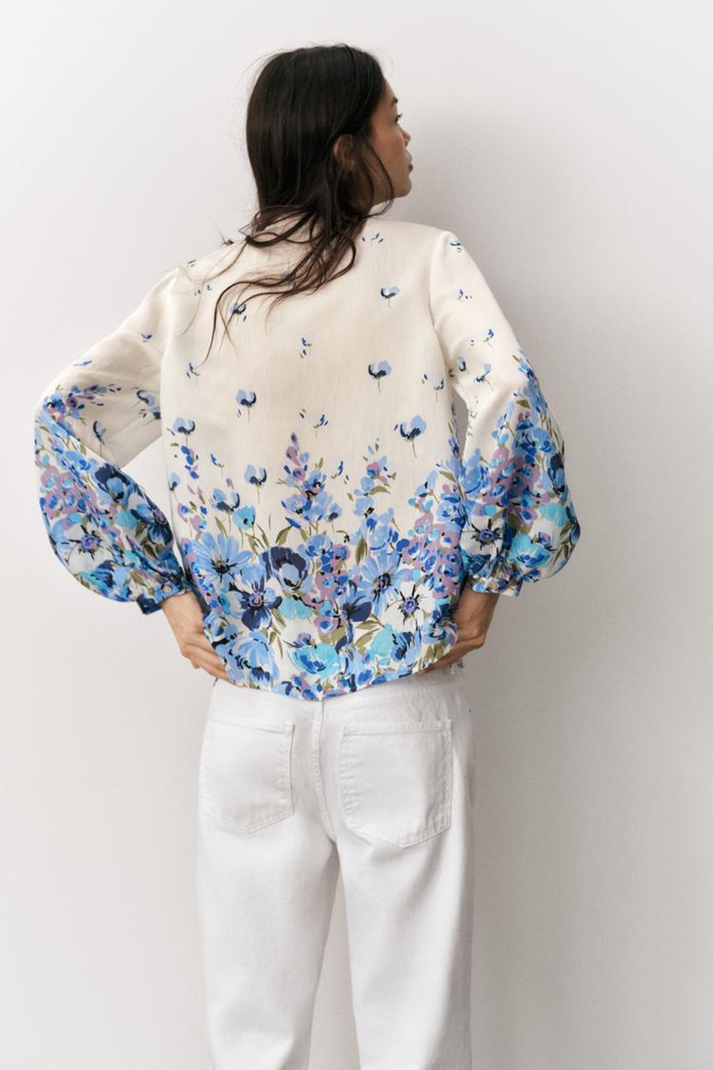 ZARA БЛУЗА С ПРИНТОМ И БАНТОМ, РАЗНОЦВЕТНЫЙ