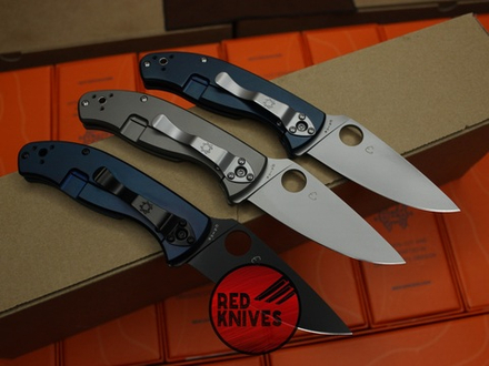 Нож Spyderco Tenacious R.I.L. Blue TitaniumC122TIBLBK - темный клинок, титан анодированный